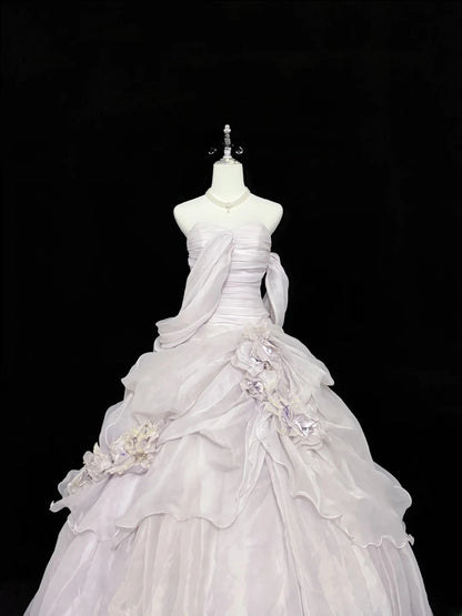 Fairy-tale Ball Gown Sweetheart Light Lilac With Tiered Layers Quince Dress Voluminous Sweet 16 Sweet Sixteen Outfits Vestido de RB7409