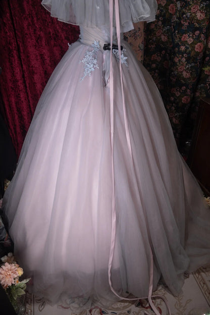 Charming Ball Gown Off The Shoulder Blue Pink With Appliqued Long Quince Dress Quinceanera Dresses Formal Birthday Outfits RB8063