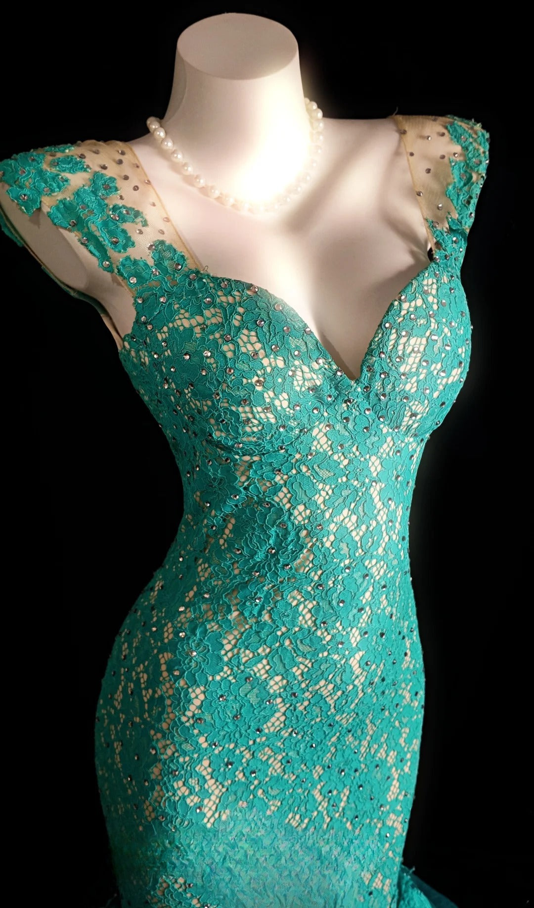 Green Prom Dress Inspo Mermaid Sweetheart Lace Modest Long Formal Party Gown RB9841