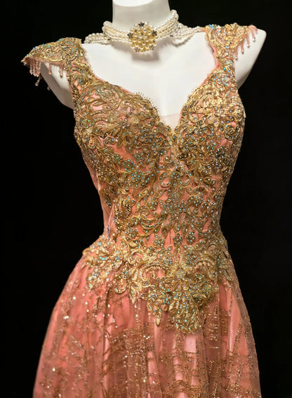 Vintage Ball Gown Sweetheart Sequin With Appliques Long Quinceanera Dresses Sweet 15 16 Birthday Outfits AS039