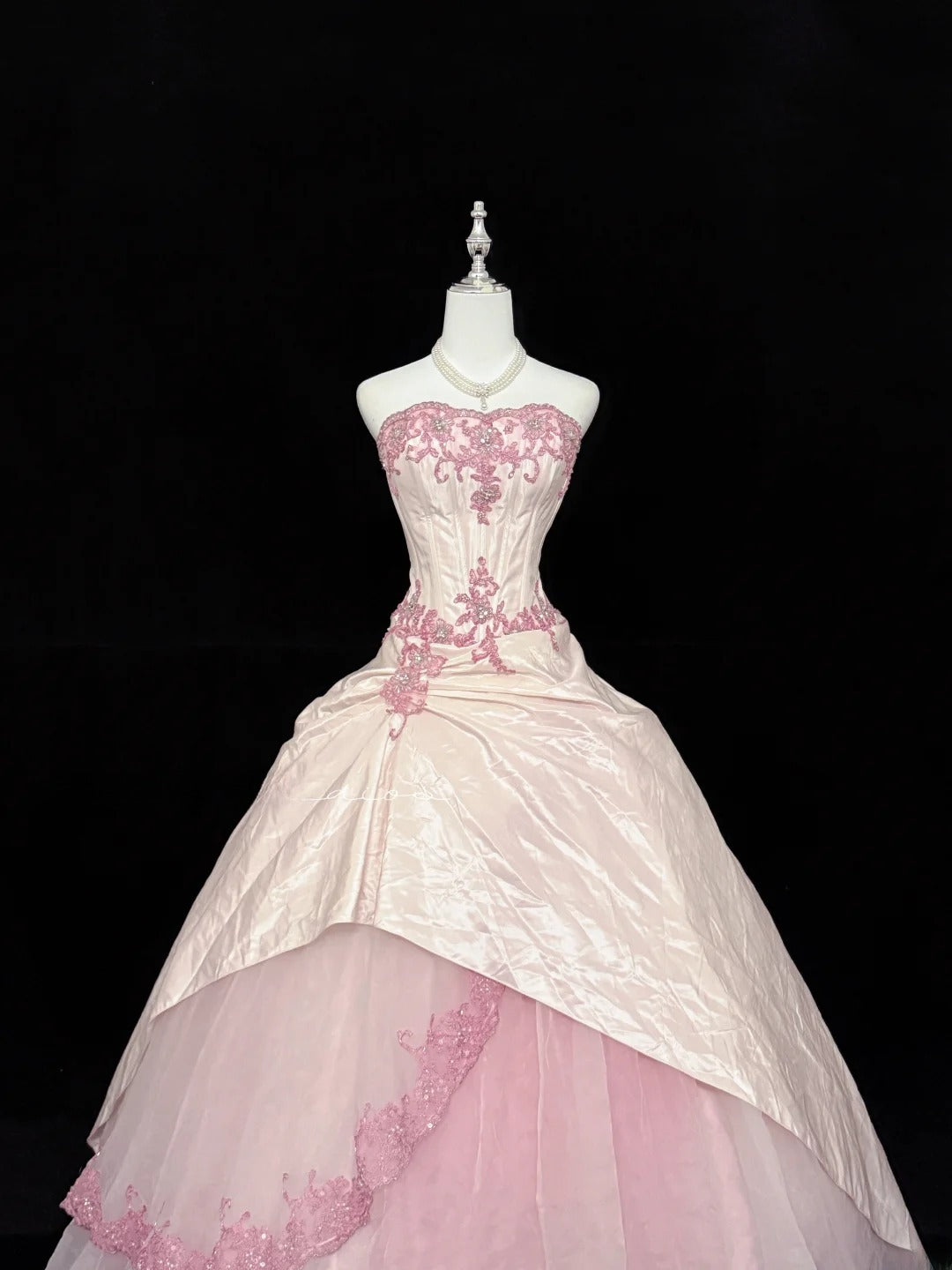 Fairy-tale Ball Gown Sweetheart Pink With Appliqued Lace Tulle Quince Dress Voluminous Sweet 16 Sweet Sixteen Outfits Vestido de RB7411