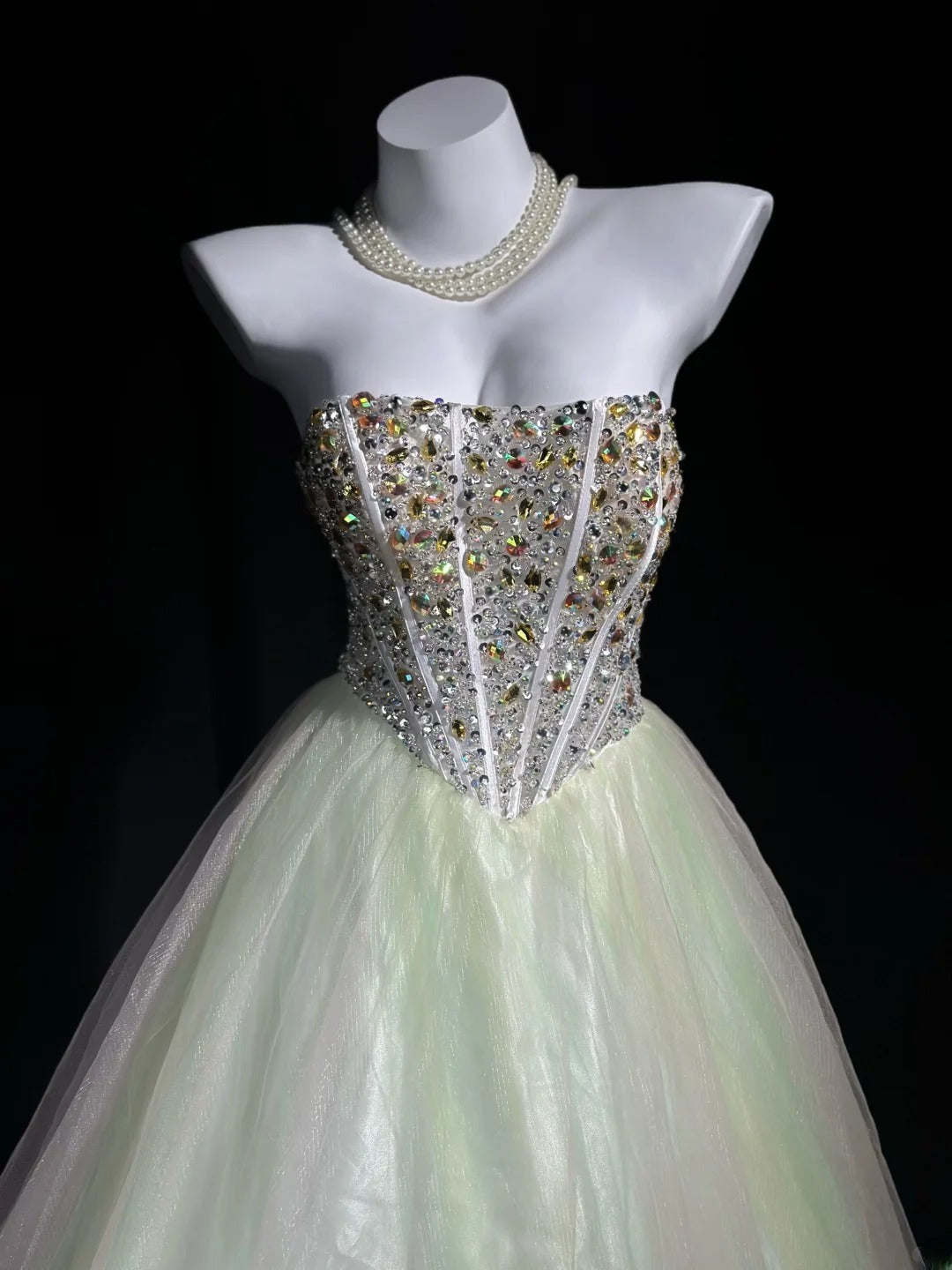 Sophisticated Prom Dresses Ball Gown Strapless Yellow Pink Yellow Tulle With Beading Long Sweet 15 16 Dress Formal Outfits RB5848