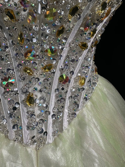 Sophisticated Prom Dresses Ball Gown Strapless Yellow Pink Yellow Tulle With Beading Long Sweet 15 16 Dress Formal Outfits RB5848