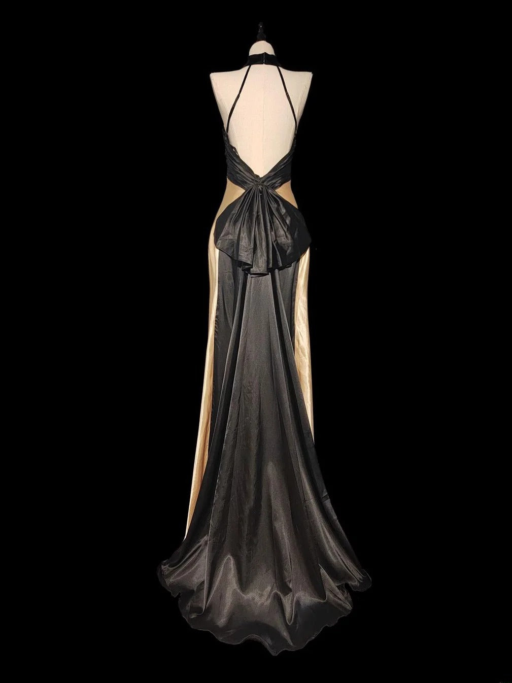 Vintage 1950s Mermaid Halter Champagne Satin With Backless Long Prom Dresses High School Senior Graduation Dance Evening Outfits AS041