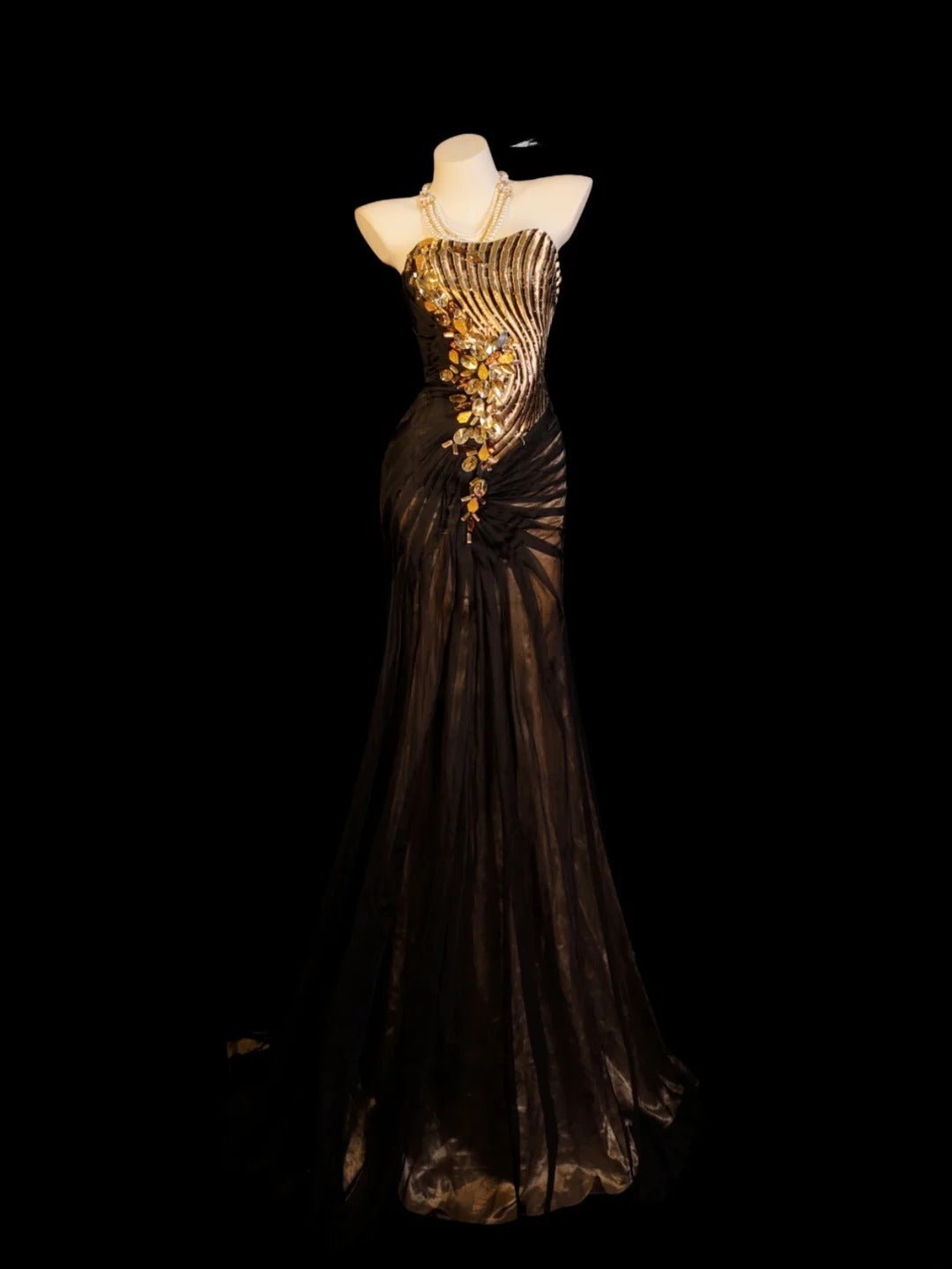 Brown Prom Dress Inspo Mermaid Sweetheart Tulle Modest With Beaded Formal Party Gown RB9844
