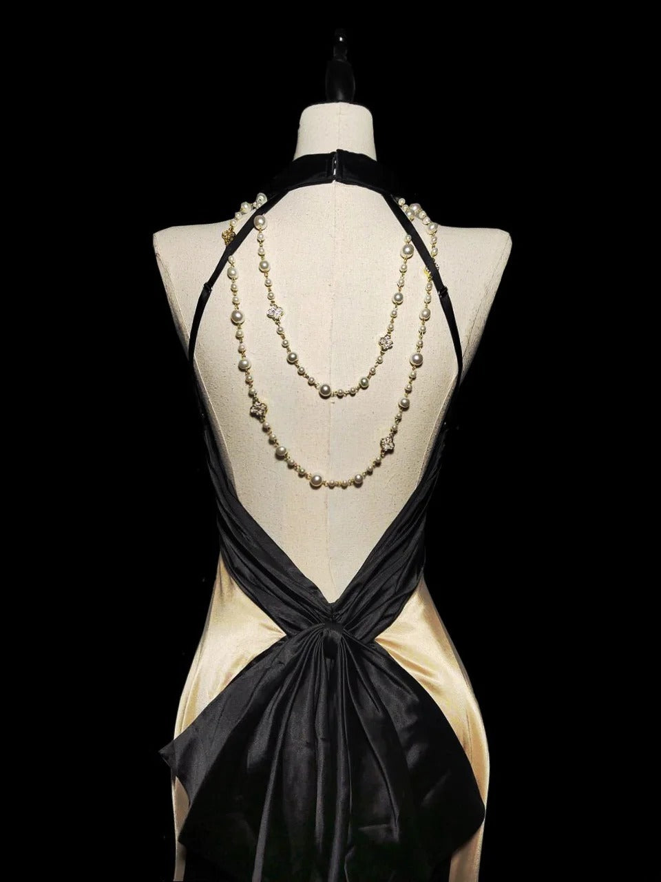 Vintage 1950s Mermaid Halter Champagne Satin With Backless Long Prom Dresses High School Senior Graduation Dance Evening Outfits AS041
