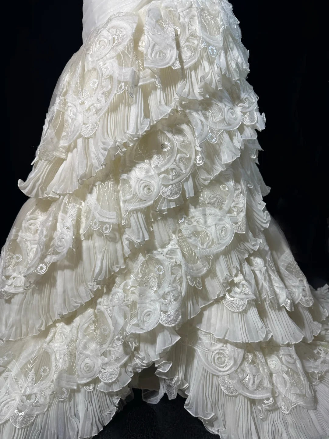 Boho Mermaid Off The Shoulder With Short Sleeves White Lace Tiered Long Vintage Fitted 1920s Wedding Dresses AS041