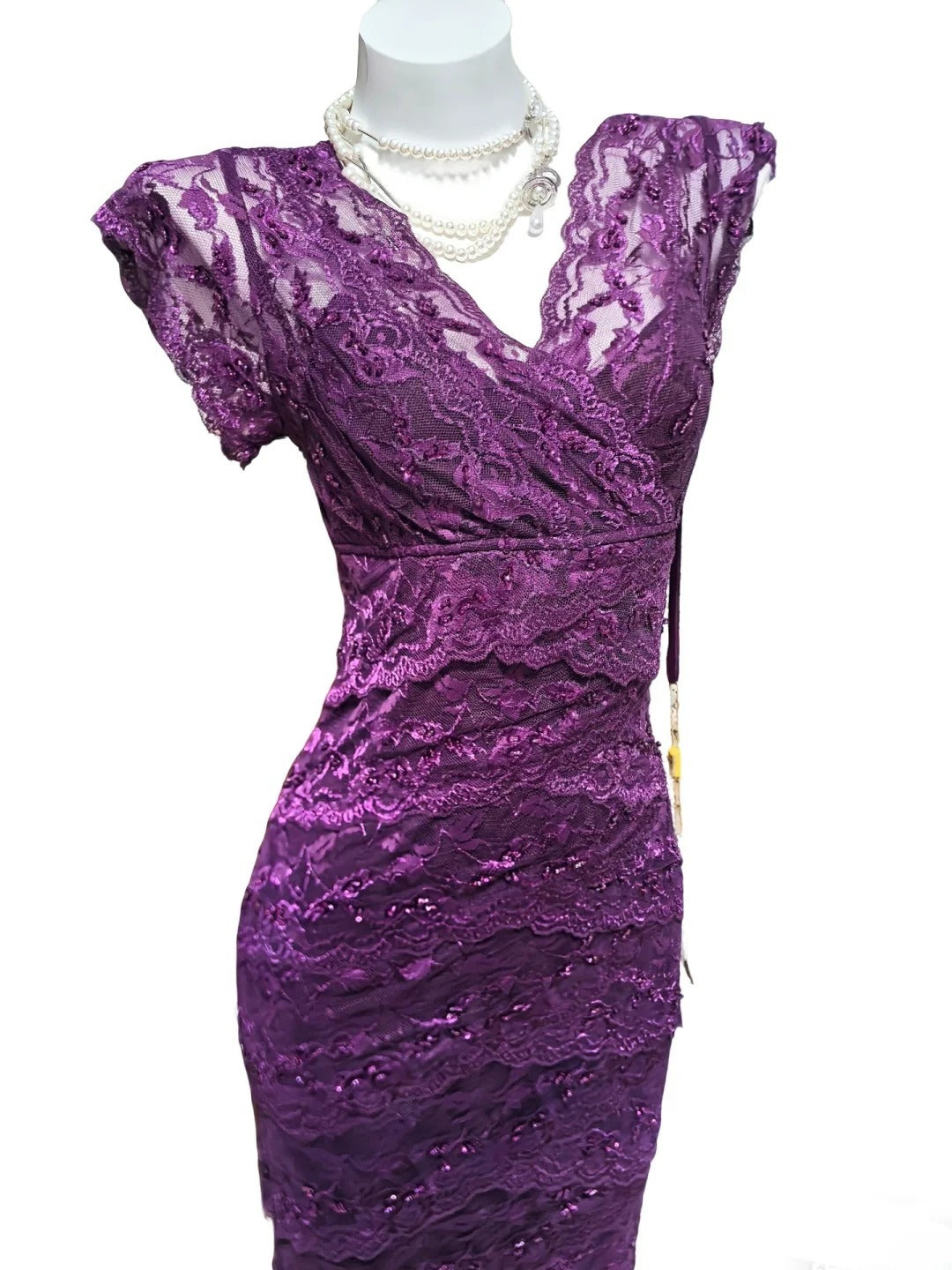 Sexy Sheath V Neck Grape Lace Sleeveless For Women Long Prom Dresses Senior High School 21st Birthday Outfits AS042