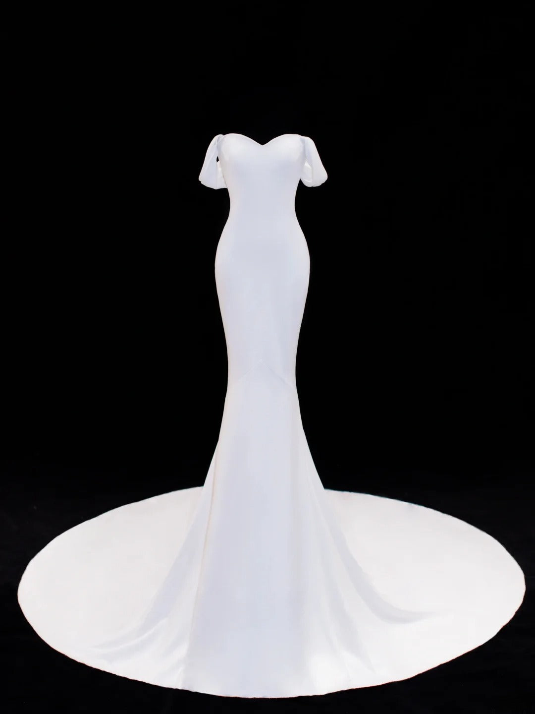 Wedding Gowns Dresses Elegant Modest for Bride Mermaid Off The Shoulder With Sleeves Satin White Petite/Plus Size Bridal Gown For Women SA042