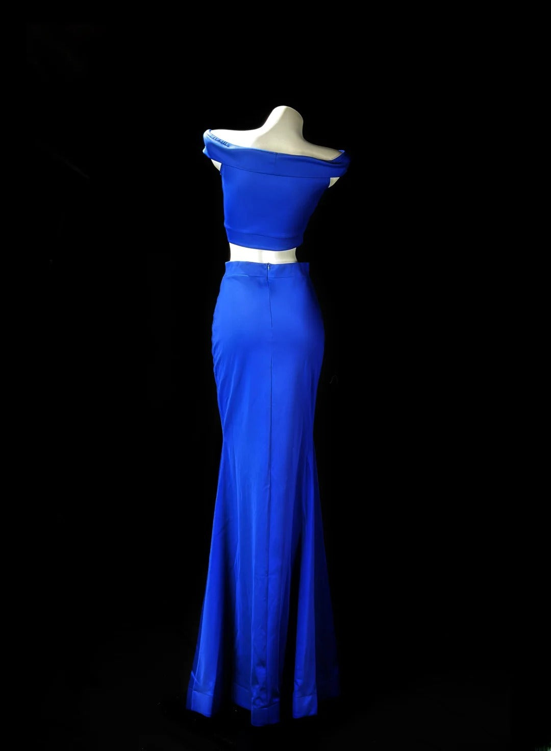 Understated Prom Dresses Mermaid 2 Pieces Royal Blue Satin With Sleeves Evening Dress Formal Outfits RB5852