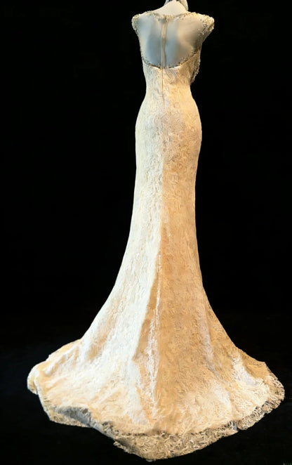 Sexy Mermaid Bateau Neck Champagne Lace Sleeveless For Women Long Prom Dresses Senior High School 21st Birthday Outfits AS044