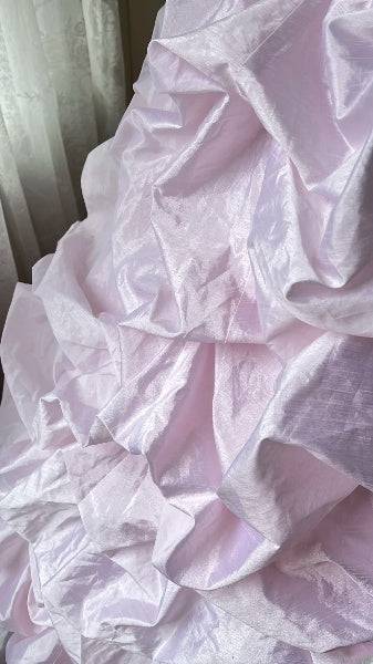 Sweet 15 Quinceanera Dress Ball Gown Spaghetti Straps Pink Satin With Fold Long 15th Birthday Gown RC0413