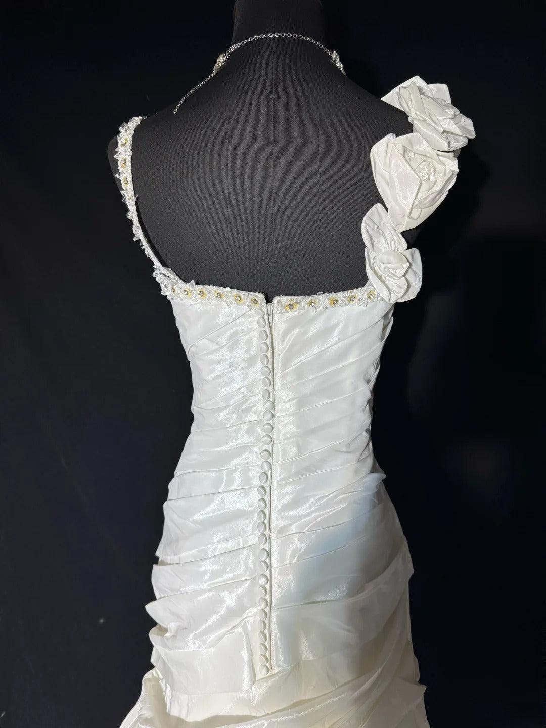 Women's Mermaid Boho Sleeveless White Lace Pleated Satin Long Vintage Fitted 70s Wedding Dresses AS045