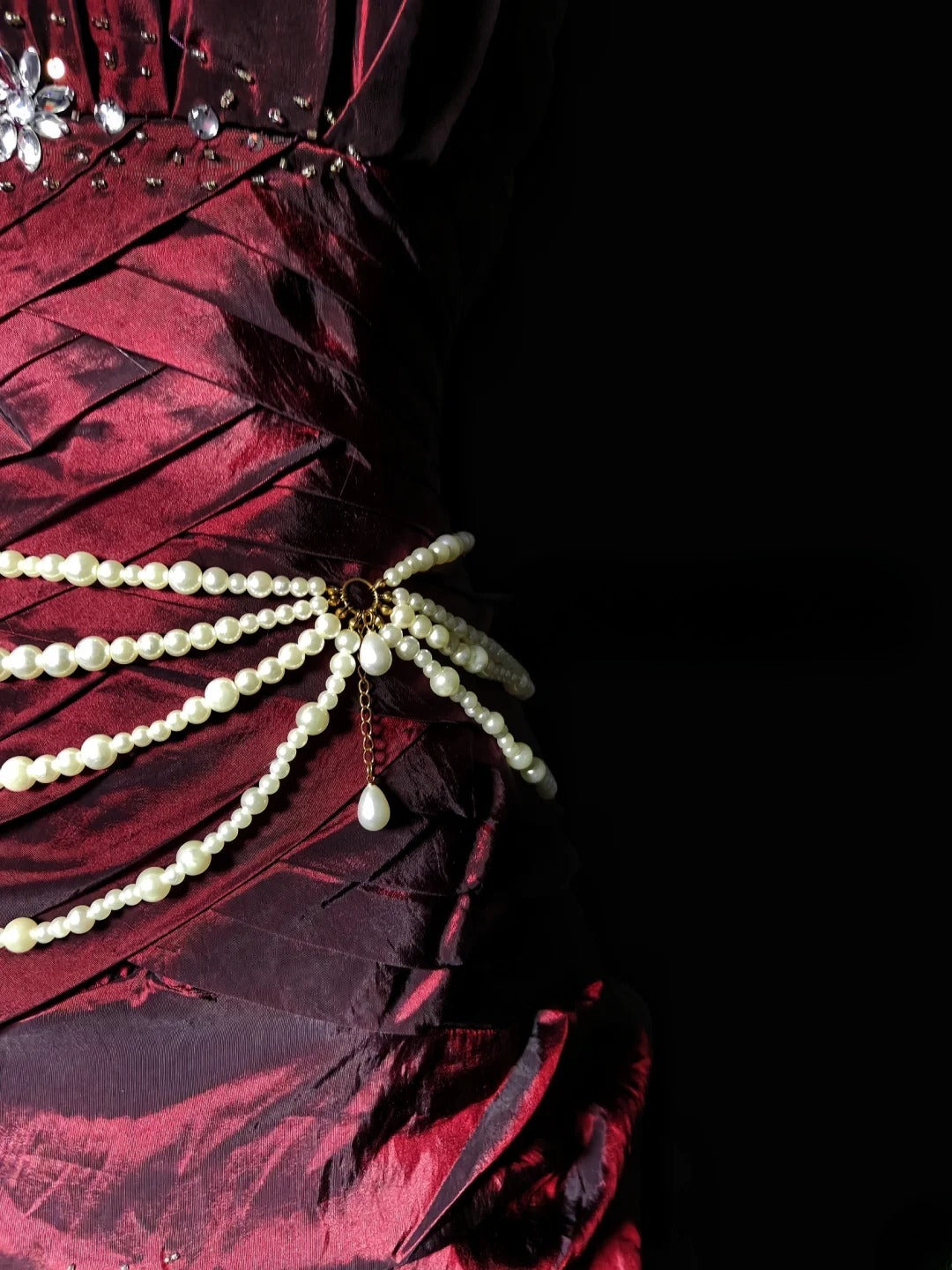 Vintage Ball Gown Strapless Burgundy Taffeta Long Prom Dress With Ruffled Formal Dress Long Party Dresses RB6937