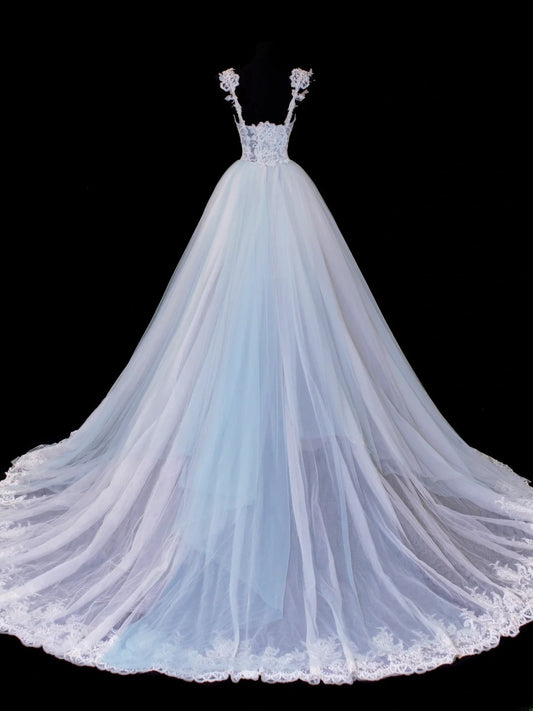 Modest Prom Dress Aesthetic Ball Gowns Off The Shoulder Tulle Blue Style Impress Long Prom Dresses Party Formal Gown SA045