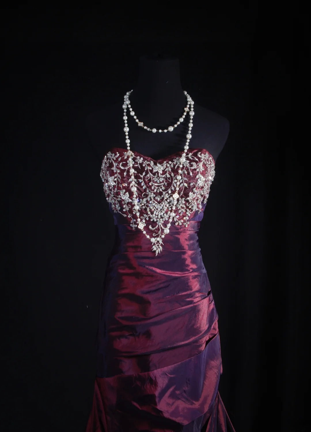 Vintage Prom Dresses 90s Formal Mermaid Sweetheart Grape Taffeta With Beadings Long Party Gowns Prom Dresses AS046