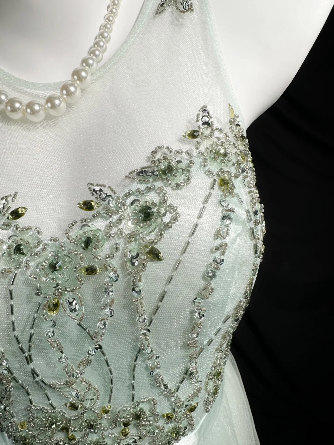 Elegant Prom Dresses A Line Scoop Neck Mint Green Tulle With Beading Evening Dress Formal Outfits RB5853