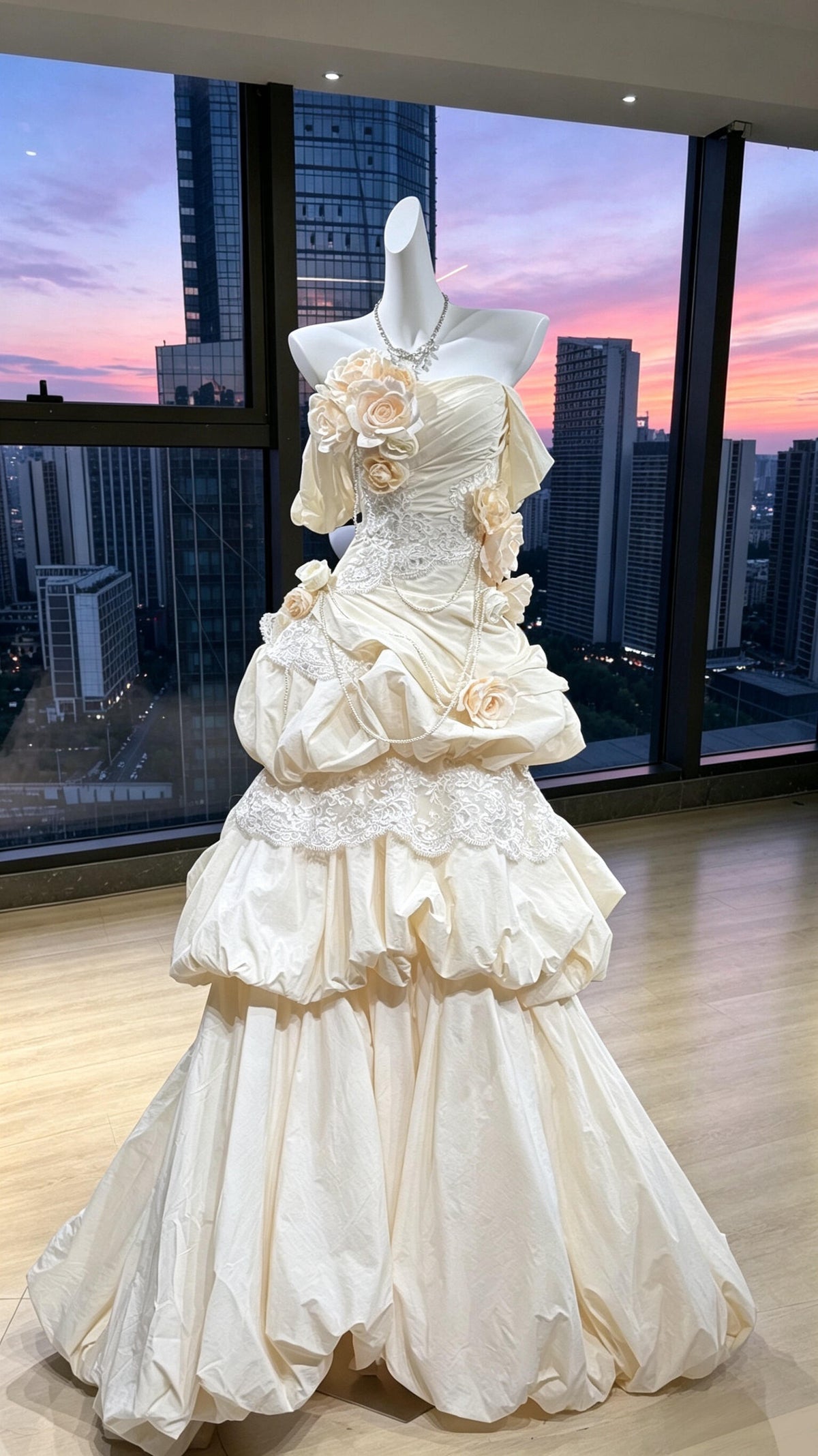 Prom Dress Mermaid Off The Shoulder Taffeta Ruffled Flowers Floor Length High School Graduation Party Dresses RC1078