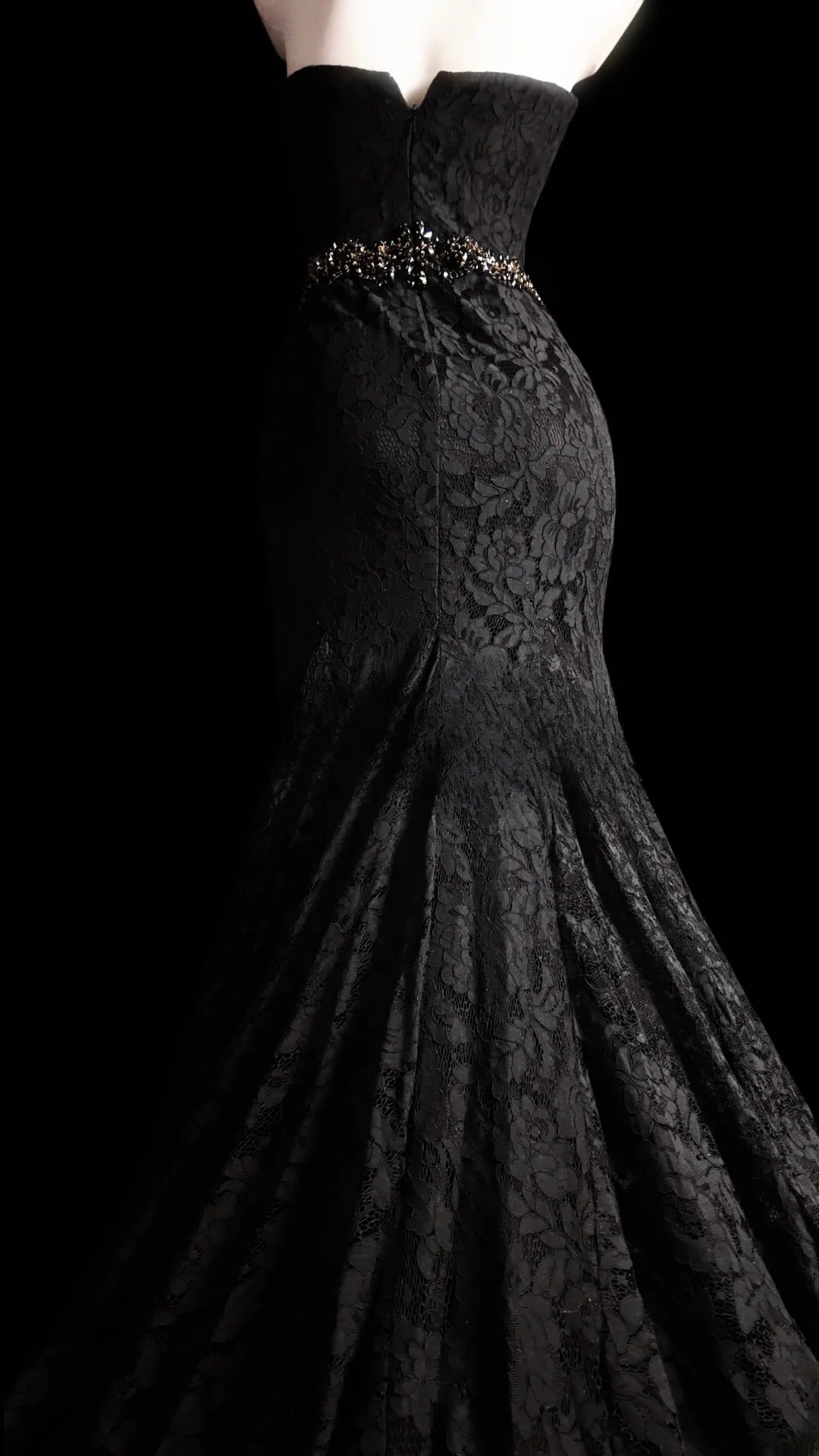 Black Prom Dress Inspo Mermaid Sweetheart Lace Modest Long Formal Party Gown RB9850