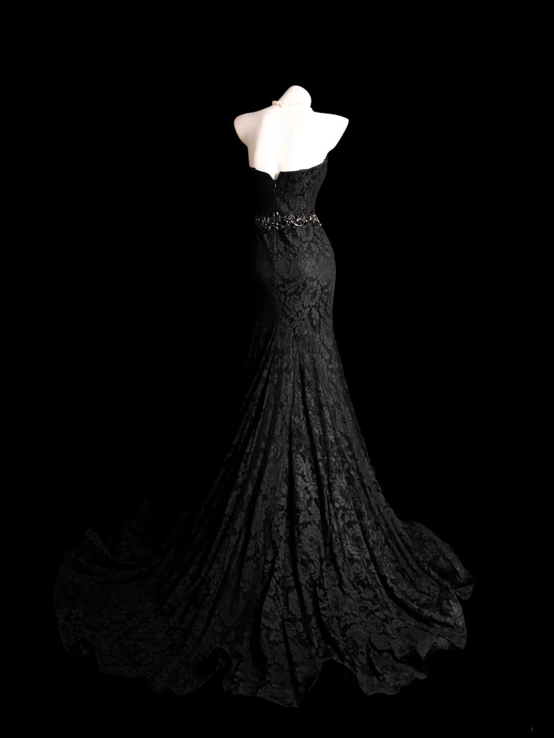 Black Prom Dress Inspo Mermaid Sweetheart Lace Modest Long Formal Party Gown RB9850