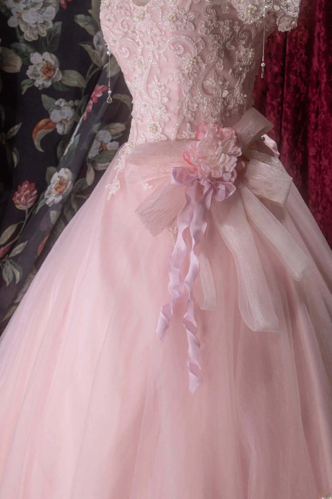 Charming Ball Gown Off The Shoulder Pink With Lace Tulle Long Quince Dress Quinceanera Dresses Formal Birthday Outfits RB8071