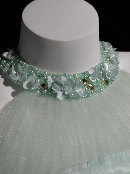 Understated Prom Dresses A line Scoop Light Sage Green Tulle With Beading Evening Dress Formal Outfits RB5855