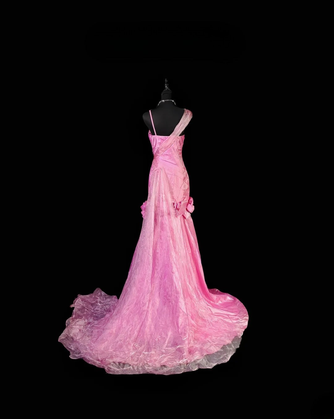 Vintage Mermaid Irregular Spaghetti Strap Pink Long Prom Dress With Ruffled Formal Dress Party Dresses RB6941