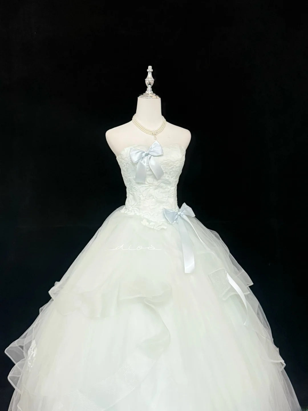 Sweet Ball Gown Strapless Mint Green Tulle With Bow Lace Quince Dress Voluminous Sweet 16 Sweet Sixteen Outfits Vestido de RB7420