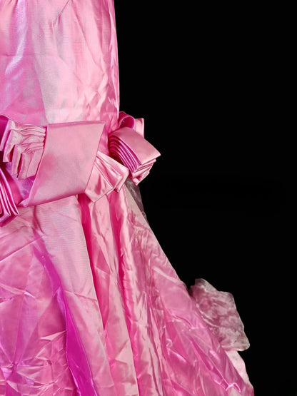 Vintage Mermaid Irregular Spaghetti Strap Pink Long Prom Dress With Ruffled Formal Dress Party Dresses RB6941