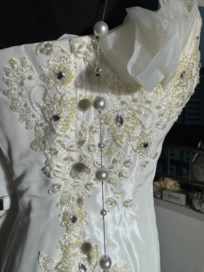 Timeless Long Wedding Gowns 70s Ideas Classy Dresses Mermaid Sweetheart Bohemian Style for Bride With Lace Corset Fitted Petite/Plus Size Bridal Gown AS049
