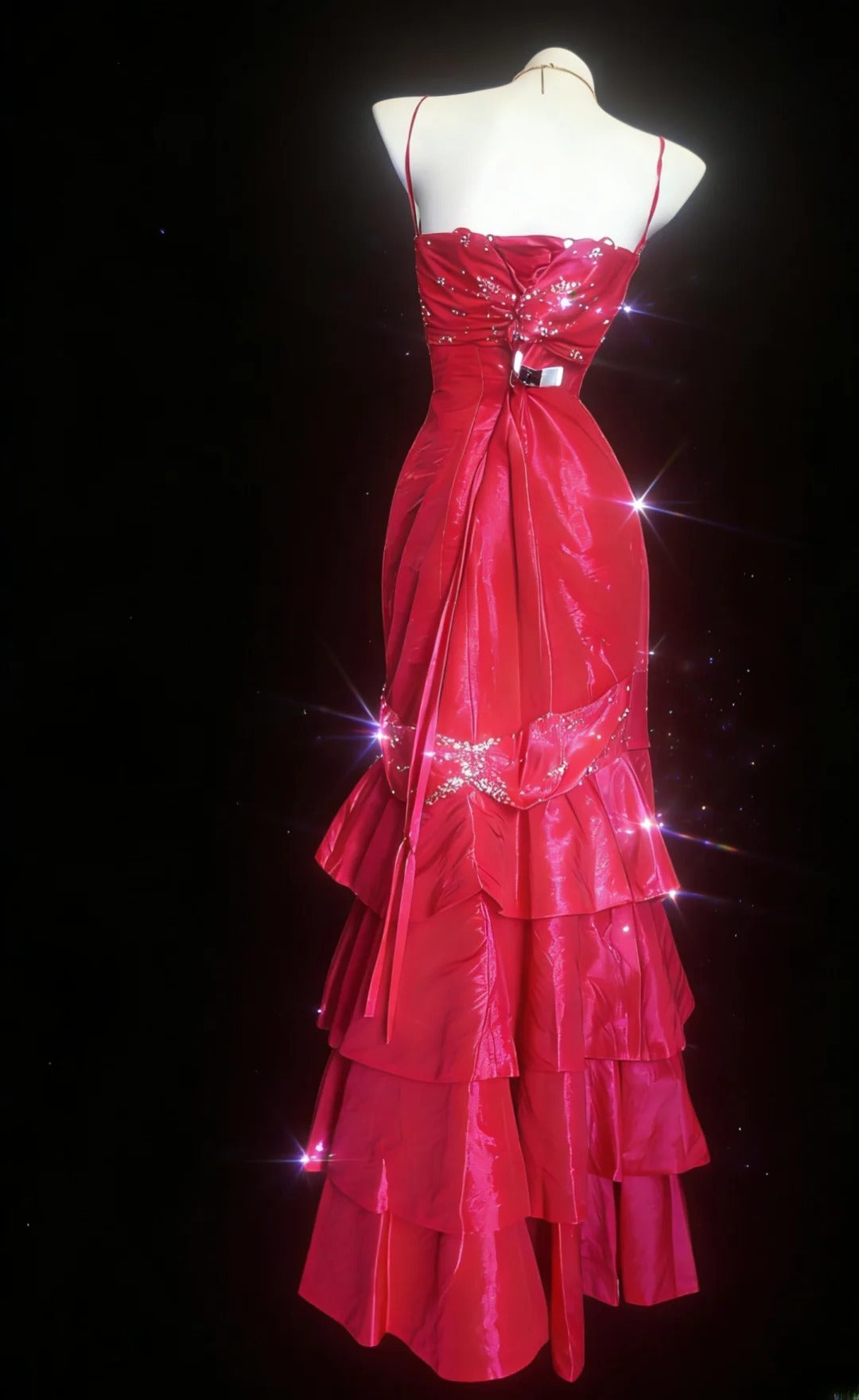 Retro Classy Mermaid Sweetheart Red Satin Sleeveless For Women Long Prom Dresses Senior High School 21st Birthday Outfits AS050
