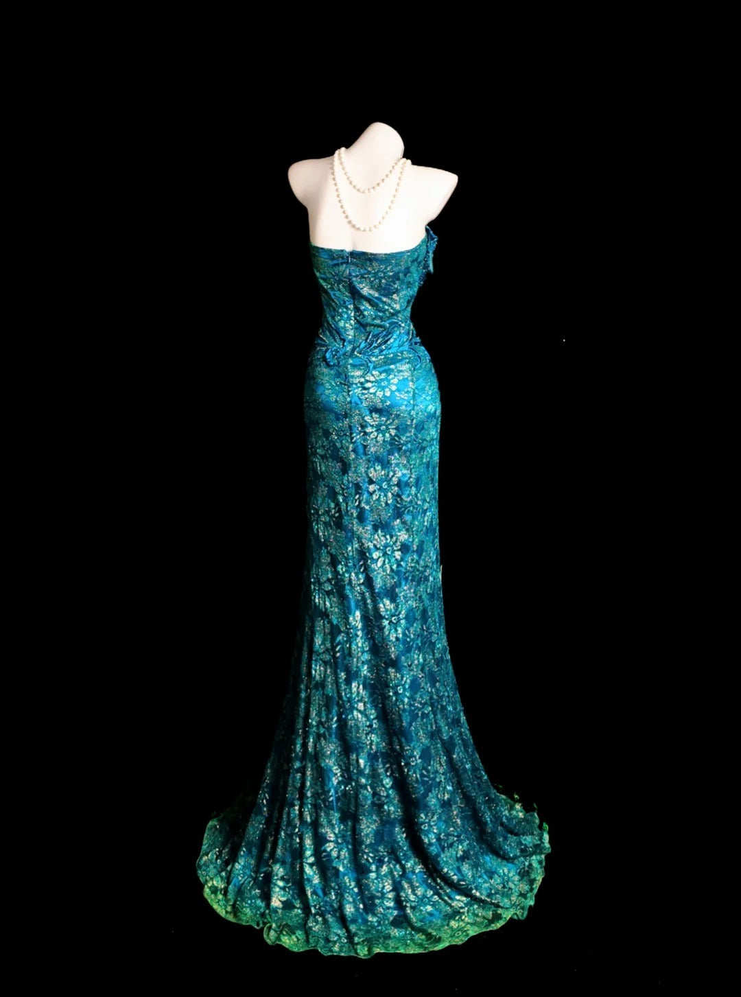 Lace Prom Dress Inspo Mermaid Sweetheart Blue Lace Modest With Beading Formal Party Gown RB9852