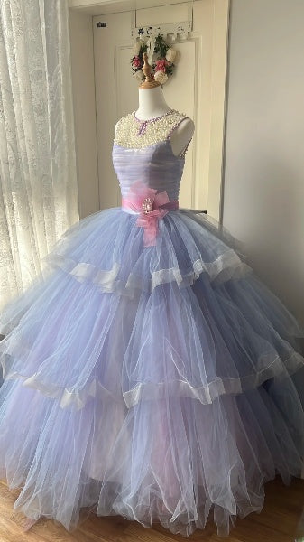 Princess Sweet 16 Dresses Long Lilac Scoop With Pearls Ball Gown Sweet Sixteen Birthday Gown RC0420