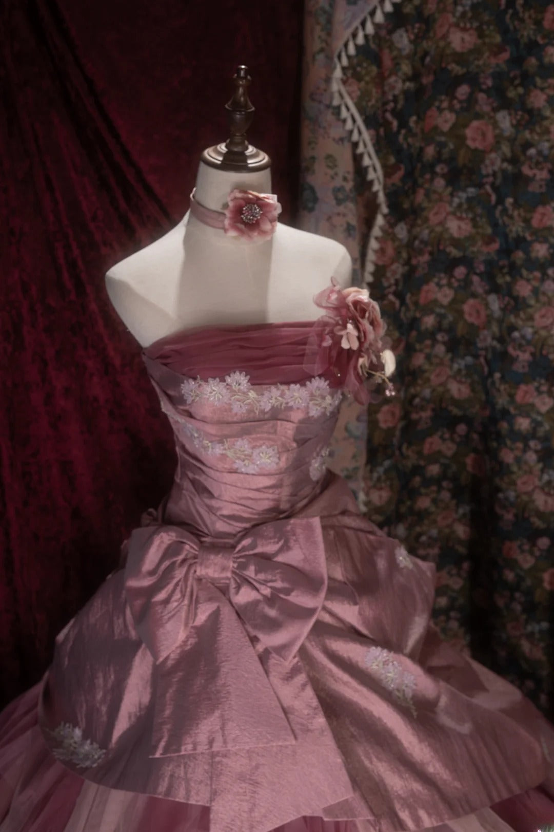 Elegant Ball Gown Strapless Pink With Lace Tulle Taffeta Long Quince Dress Quinceanera Dresses Formal Birthday Outfits RB8073