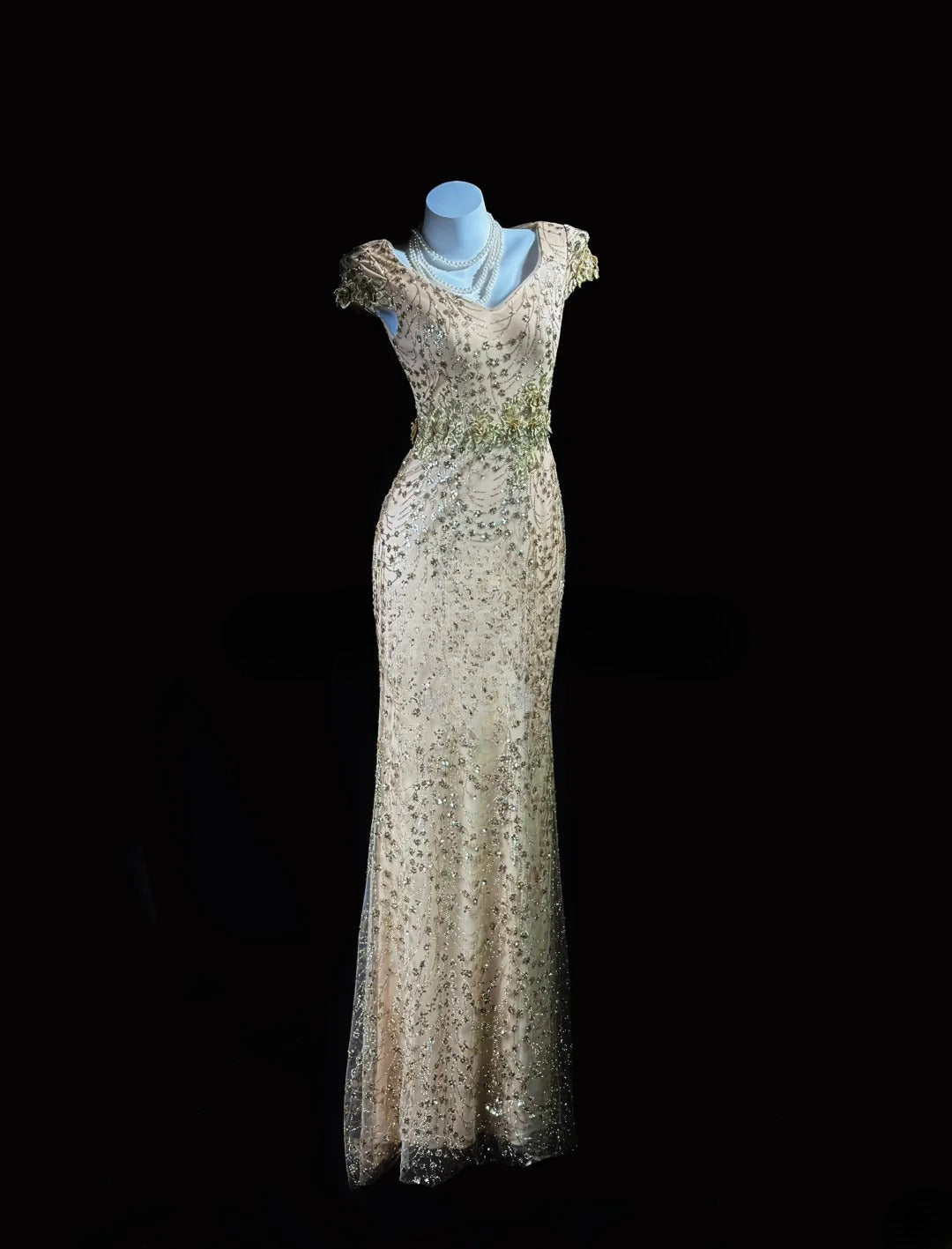 Sparkly Prom Dresses Mermaid V Neck Gold Sequin With Lace Long Evening Formal Outfits RB5858