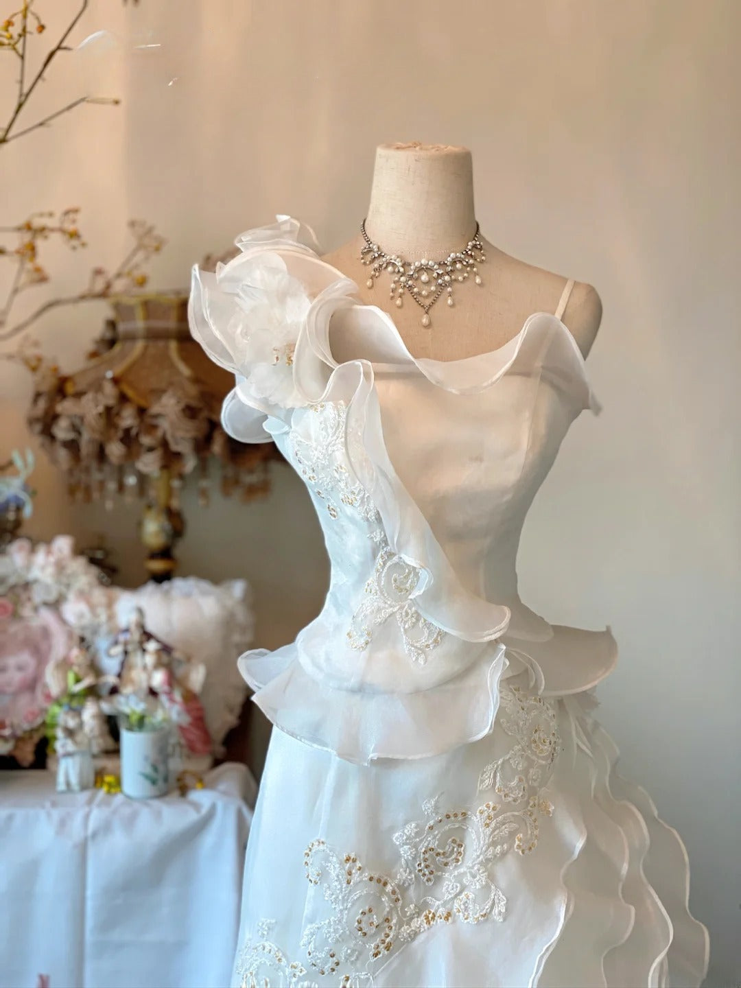 Wedding Dresses Elegant Mermaid Spaghetti Straps Chiffon Bridal Gown White Floor Length for Wedding Ceremony RB9042