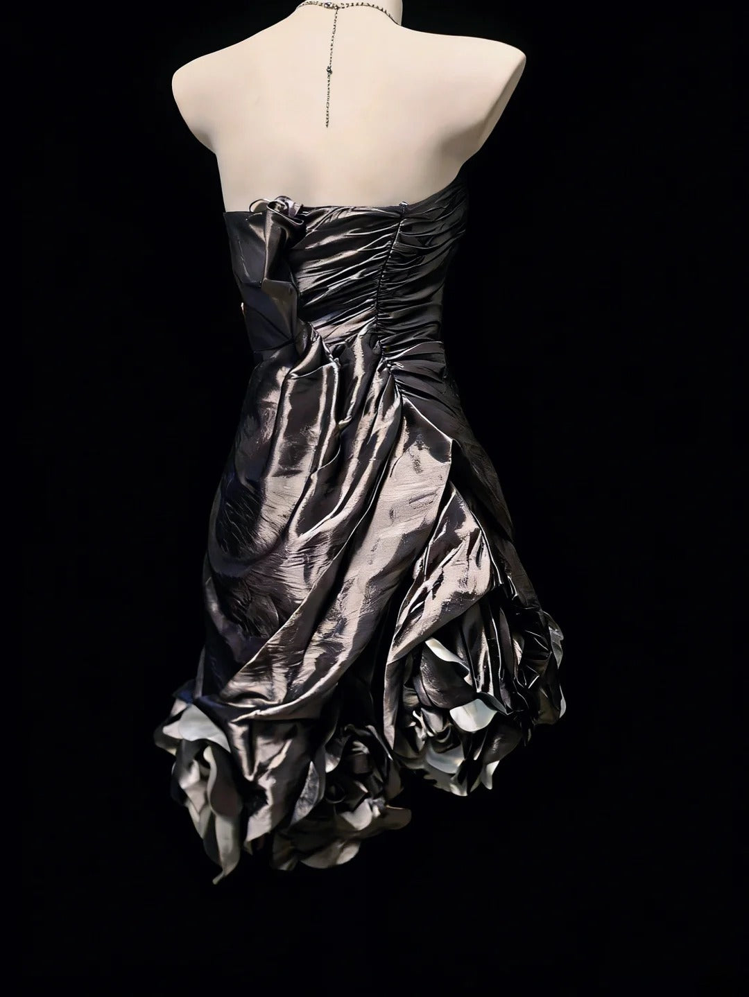 Vintage Sheath Strapless Grey Taffeta Hoco Gowns Short Birthday Dress Homecoming Dresses Hoco Gown AS051