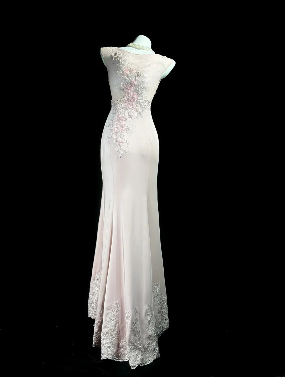 Sparkly Prom Dresses Mermaid V Neck Pink With Lace Beading Long Evening Formal Outfits RB5859