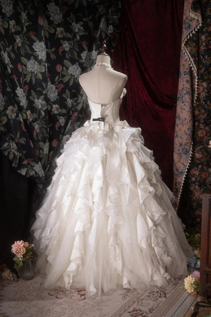 Elegant Ball Gown Strapless White Satin With Bow-knot Long Quince Dress Quinceanera Dresses Formal Birthday Outfits RB8075