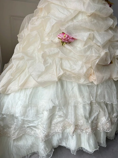 Princess Sweet 16 Dresses Long Strapless Champagne With Fold Ball Gown Sweet Sixteen Birthday Gown RC0422