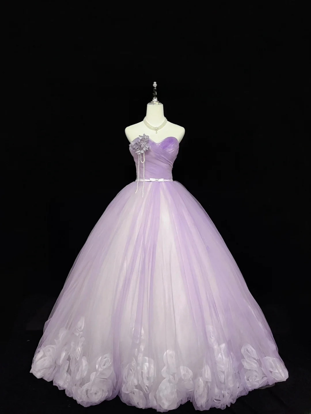 Sweet Ball Gown Sweetheart Lilac Tulle With Flowers Quince Dress Voluminous Sweet 16 Sweet Sixteen Outfits Vestido de RB7423