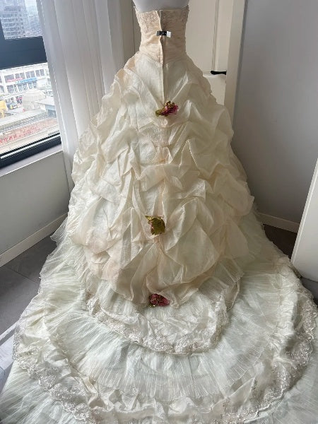 Princess Sweet 16 Dresses Long Strapless Champagne With Fold Ball Gown Sweet Sixteen Birthday Gown RC0422