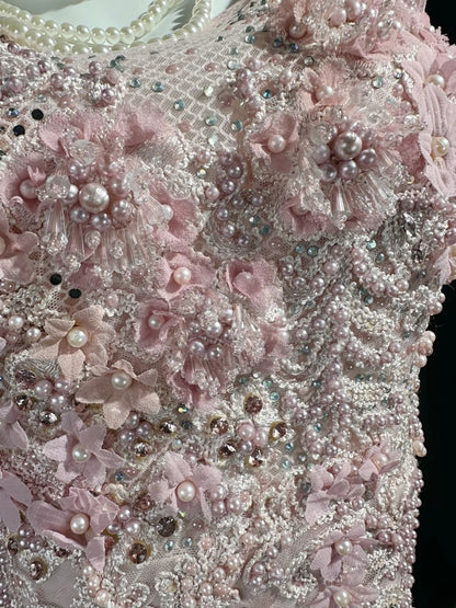 Sparkly Prom Dresses Mermaid V Neck Pink With Lace Beading Long Evening Formal Outfits RB5859