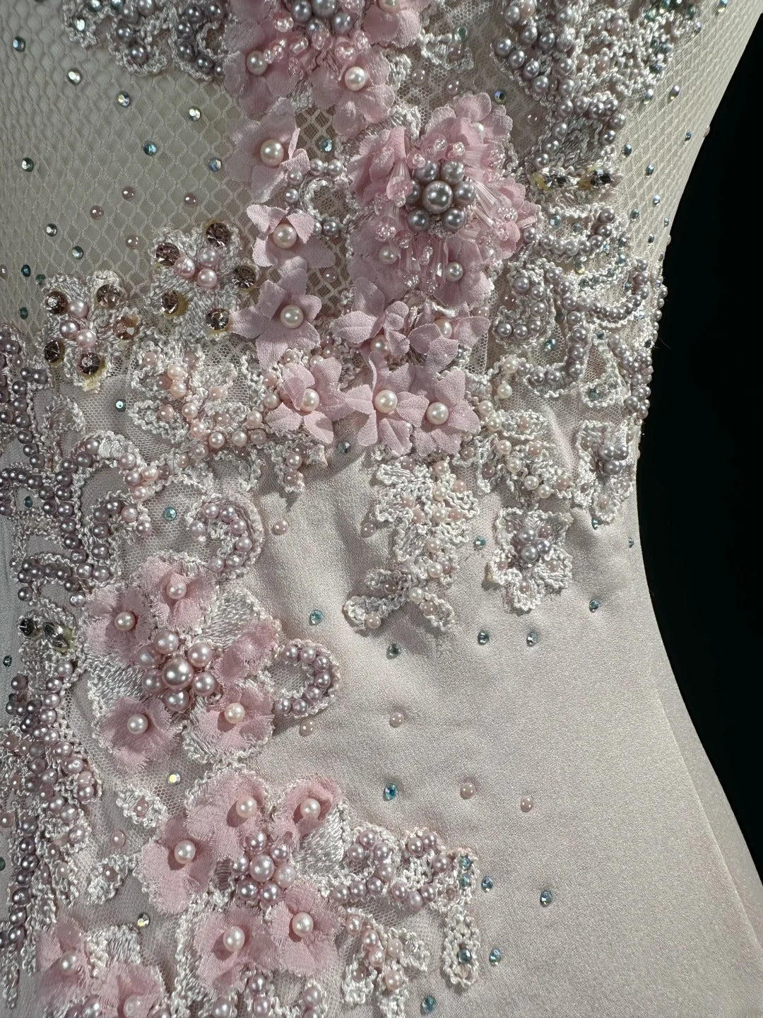 Sparkly Prom Dresses Mermaid V Neck Pink With Lace Beading Long Evening Formal Outfits RB5859