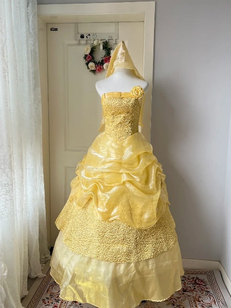 Princess Sweet 16 Dresses Long Strapless Yellow With Ruffled Ball Gown Sweet Sixteen Birthday Gown RC0423