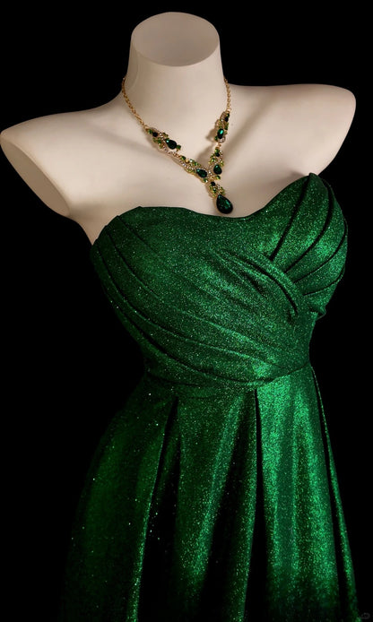 Green Prom Dress Inspo A line Sweetheart Sequined Modest With Beading Formal Party Gown RB9855