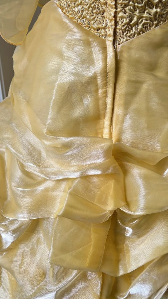 Princess Sweet 16 Dresses Long Strapless Yellow With Ruffled Ball Gown Sweet Sixteen Birthday Gown RC0423