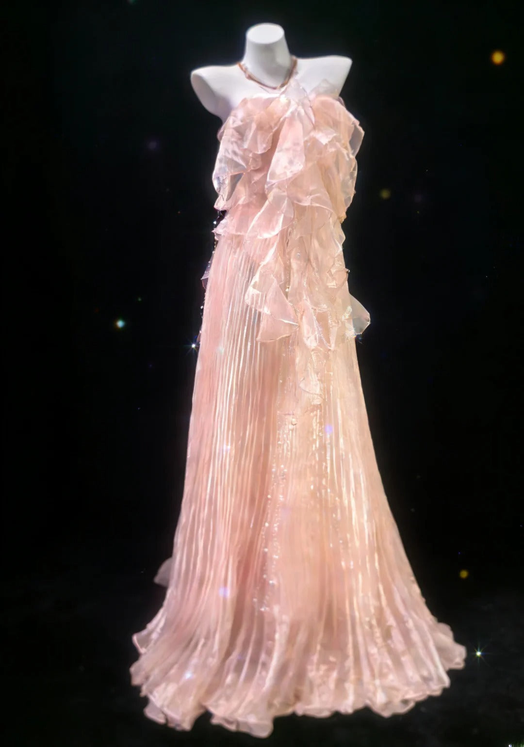 Retro Classy A line Strapless Pink Tulle Sleeveless For Women Long Prom Dresses Senior High School 21st Birthday Outfits AS054