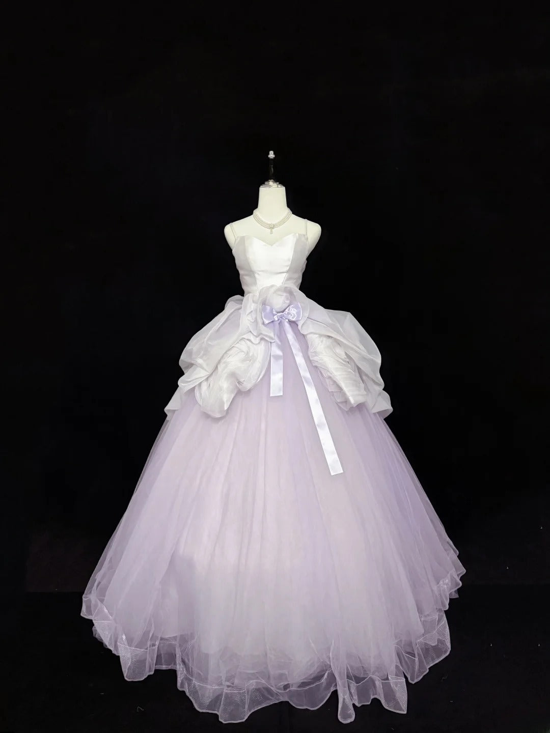 Sweet Ball Gown Spaghetti Straps Lilac Tulle With Bow Quince Dress Voluminous Sweet 16 Sweet Sixteen Outfits Vestido de RB7426