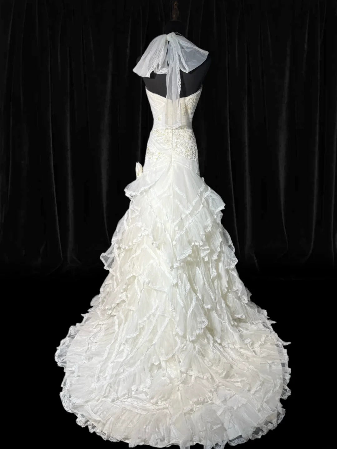 Timeless Long Wedding Gowns 70s Ideas Classy Halter Dresses Mermaid Bohemian Style for Bride With Fitted Pleated Tiered Bridal Gown AS055
